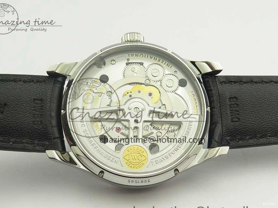MIROTIME 0516 Efficient Portuguese Tourbillon IW5463 SS ZF Best Edition White Dial on Black Leather Strap 7170